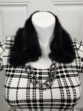 Charming Charlie Black Faux Fur Collar with Chain